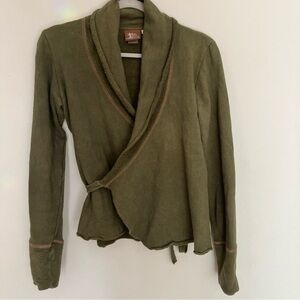 Circle Creations Hemp Tie Wrap Sweater Army Green Size M Organic Boho Hippie